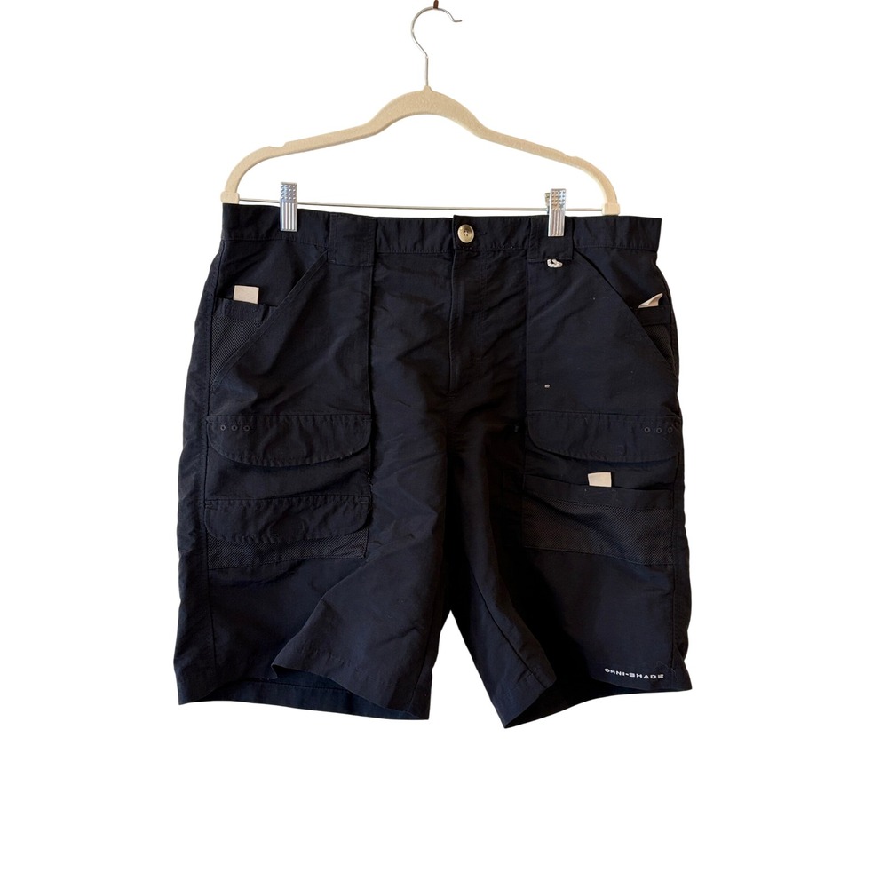 Columbia PFG Mens Black Cargo Fishing Shorts Omni-Shade Size 38w 10L